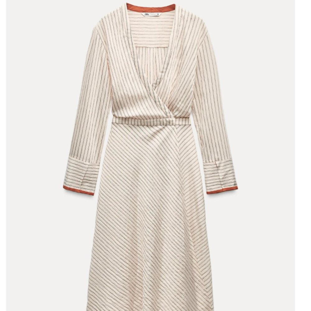 ZARA ZW COLLECTION CONTRAST WRAP DRESS SIZE MEDIUM NWT Size S